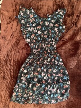 Black Floral Ruffle Dress